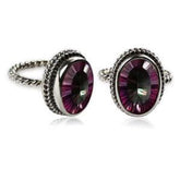 Handcrafted sterling silver Mystic Quartz ring with oval faceted multicolor Quartz and rope bezel, artisan jewelry from Indonesia.